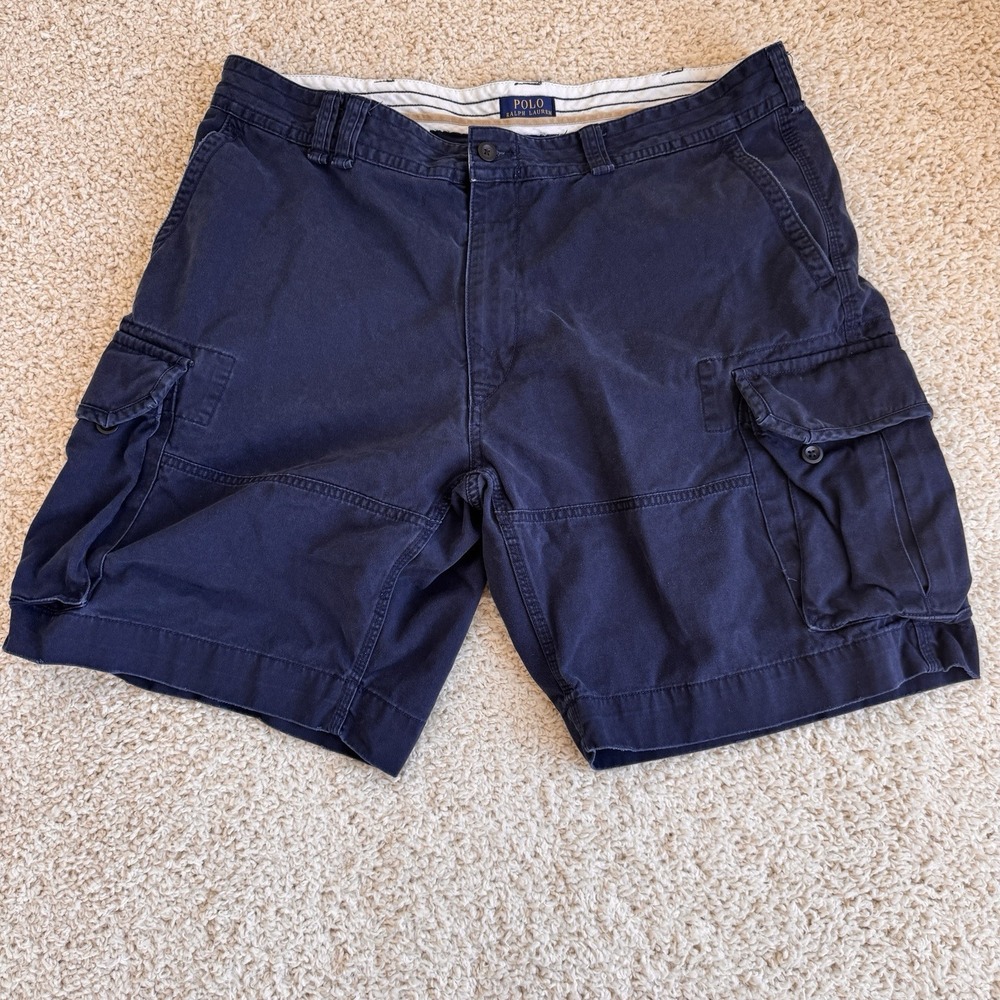 Polo Ralph Lauren Cargo Shorts Mens 42 Navy Blue Good Utility Cotton Twill